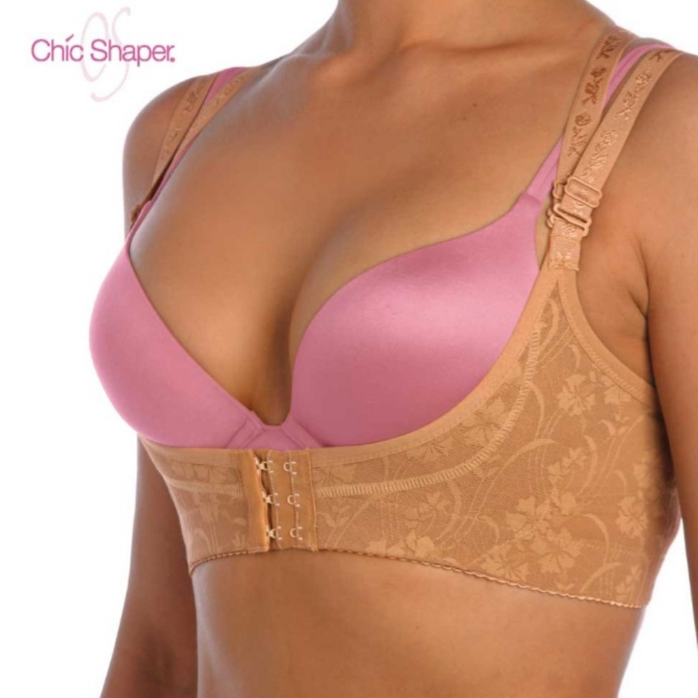 Chic Shaper Push up Bra Support Posture Hook Front Closure. Size L